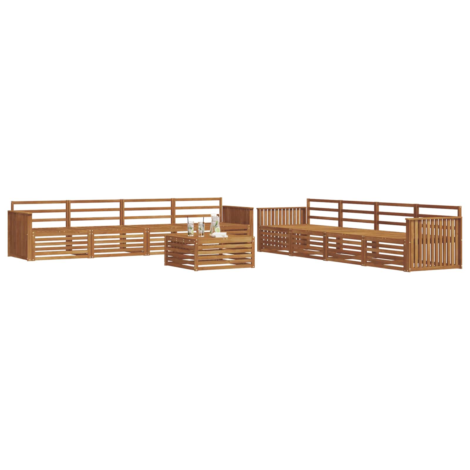 Outdoor-Sofagarnitur 9 pcs Natur Massivholz Akazie