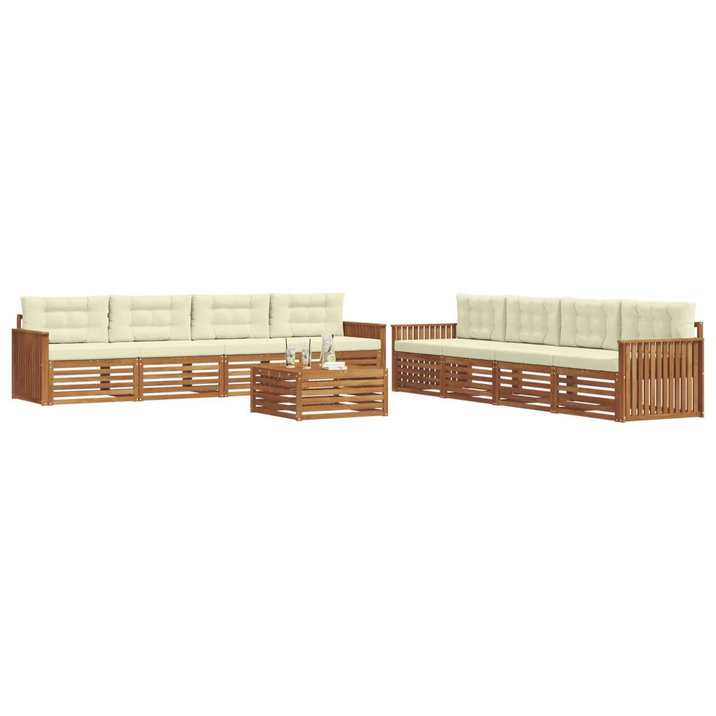 Outdoor-Sofagarnitur mit Kissen 9 pcs Natur und Creme