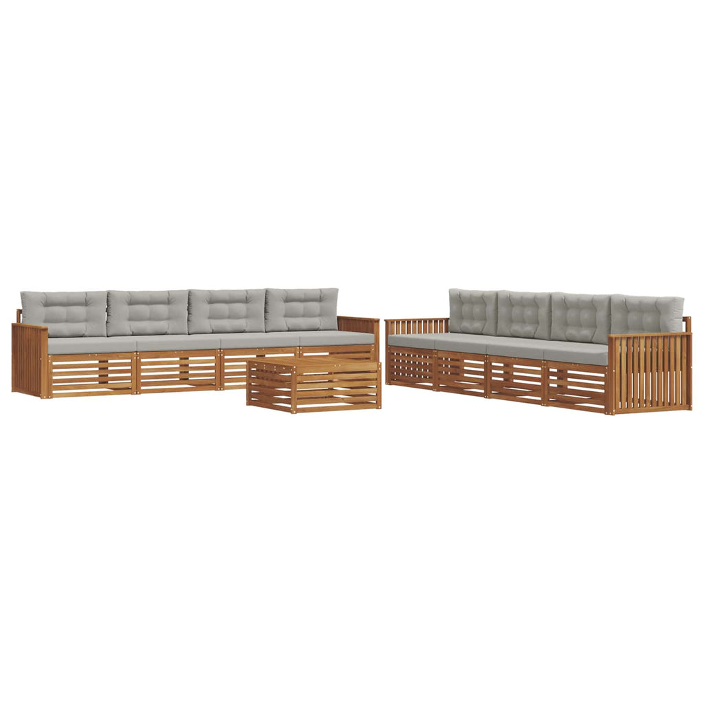 Outdoor-Sofagarnitur mit Kissen 9 pcs Natürlich und Hellgrau