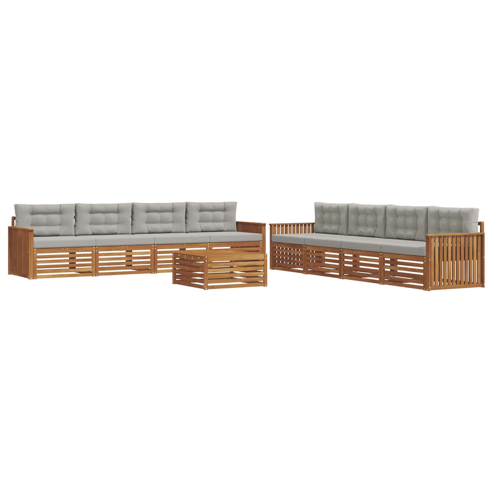 Outdoor-Sofagarnitur mit Kissen 9 pcs Natürlich und Hellgrau
