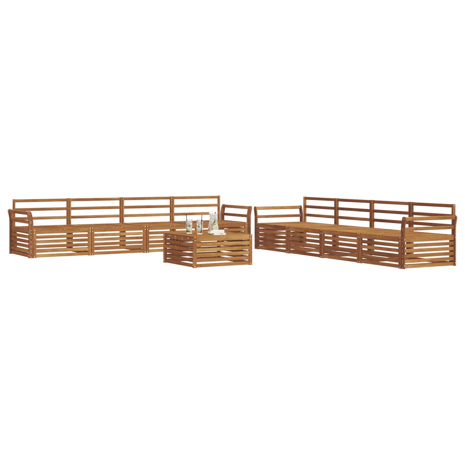 Outdoor-Sofagarnitur 9 pcs Natur Massivholz Akazie