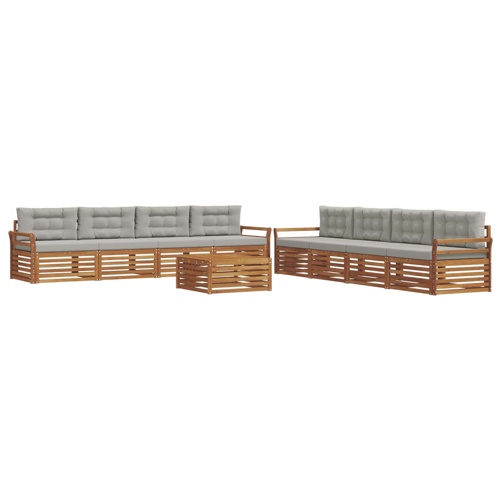 Outdoor-Sofagarnitur mit Kissen 9 pcs Natürlich und Hellgrau