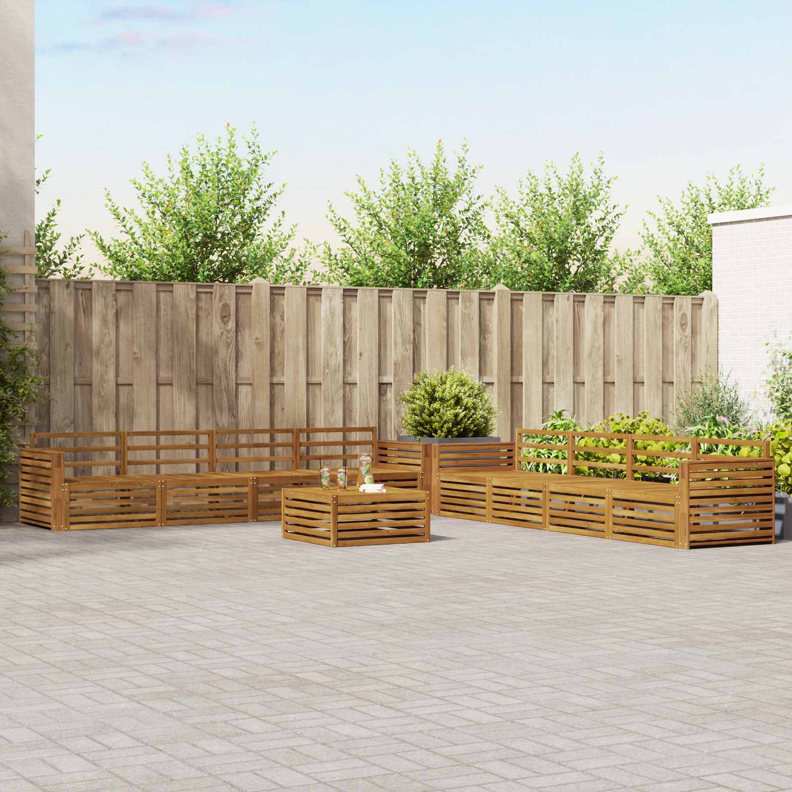 Outdoor-Sofagarnitur 9 pcs Natur Massivholz Akazie