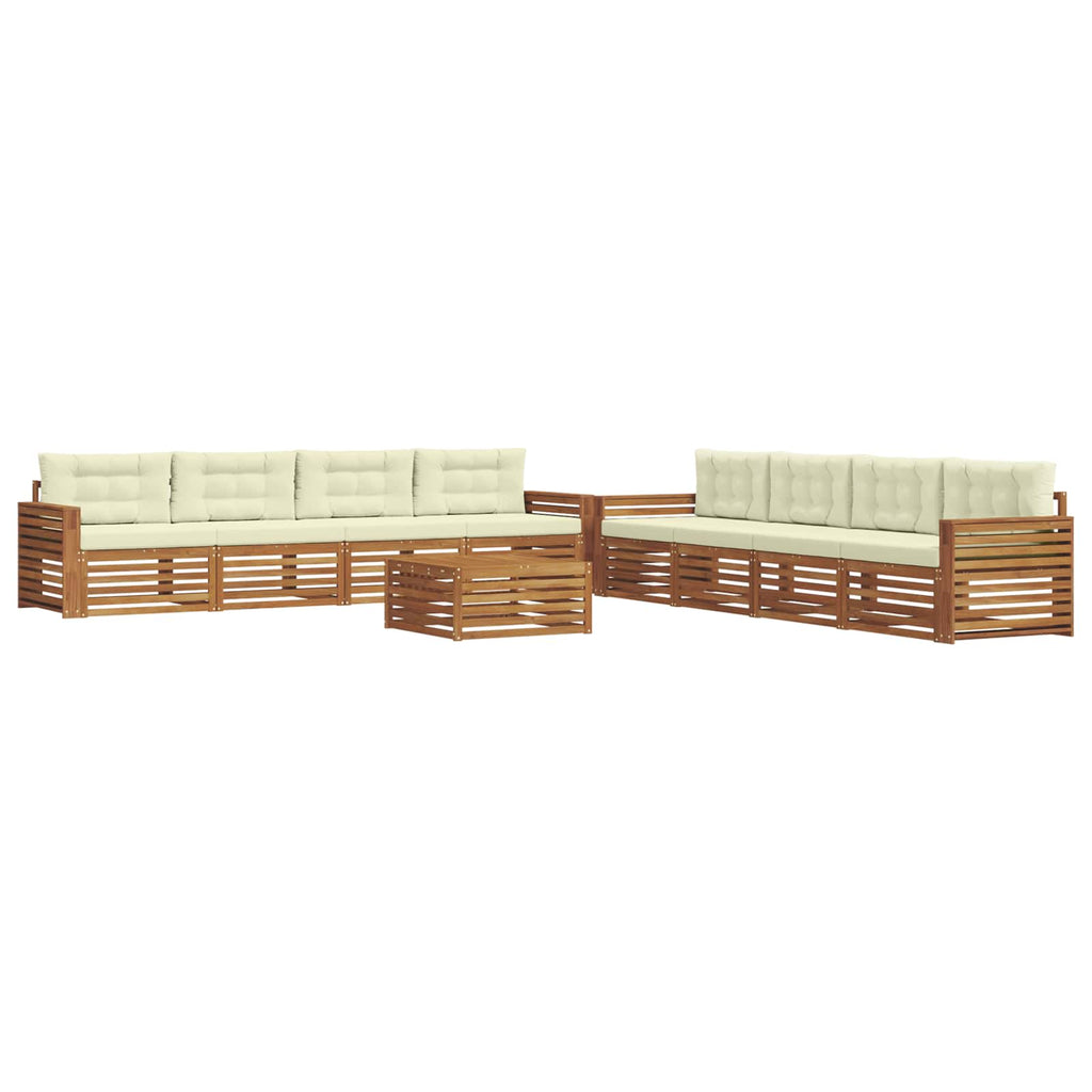 Outdoor-Sofagarnitur mit Kissen 9 pcs Natur und Creme