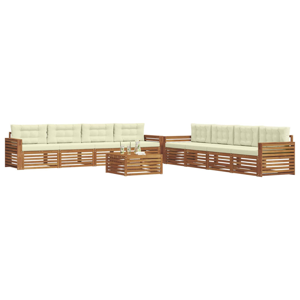 Outdoor-Sofagarnitur mit Kissen 9 pcs Natur und Creme