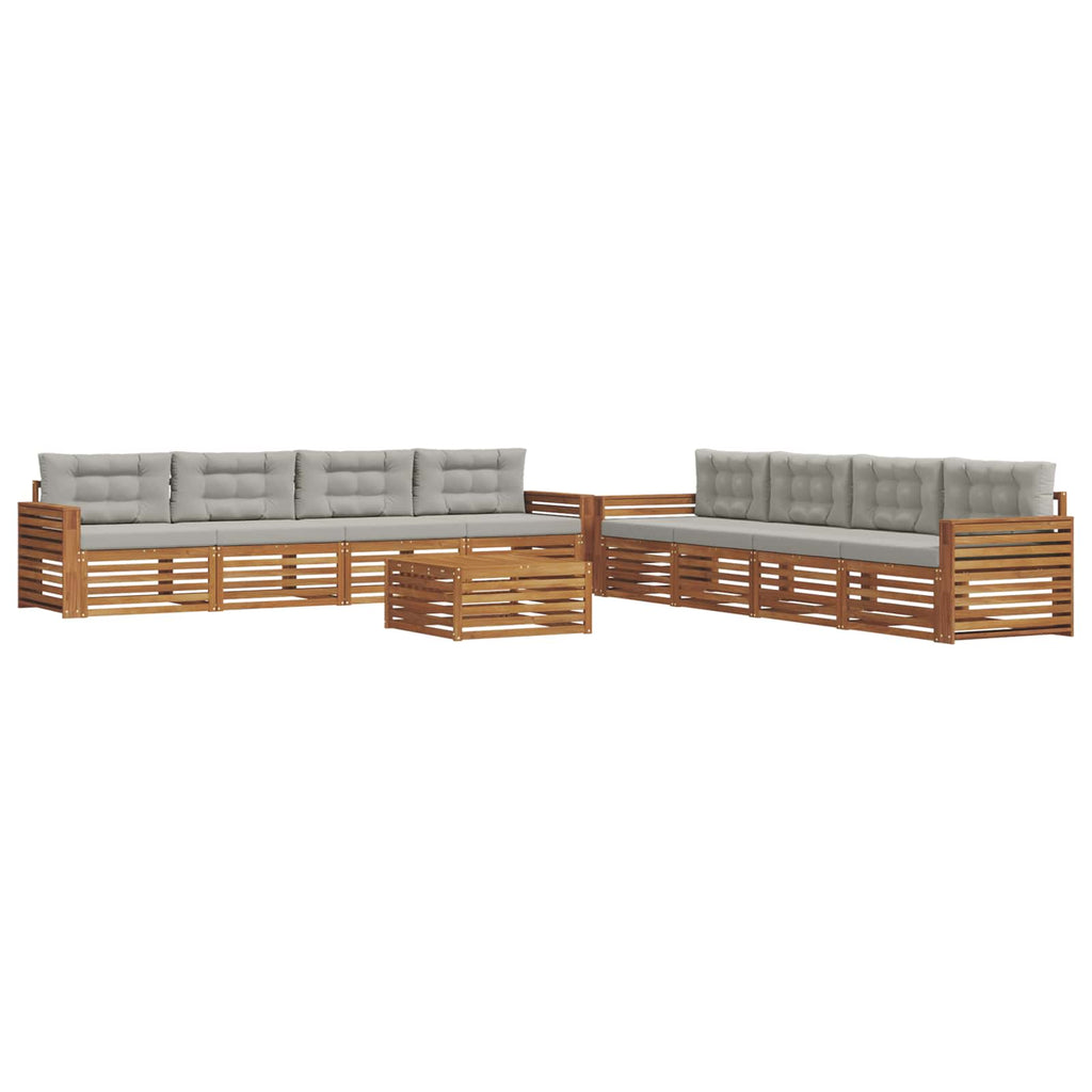 Outdoor-Sofagarnitur mit Kissen 9 pcs Natürlich und Hellgrau