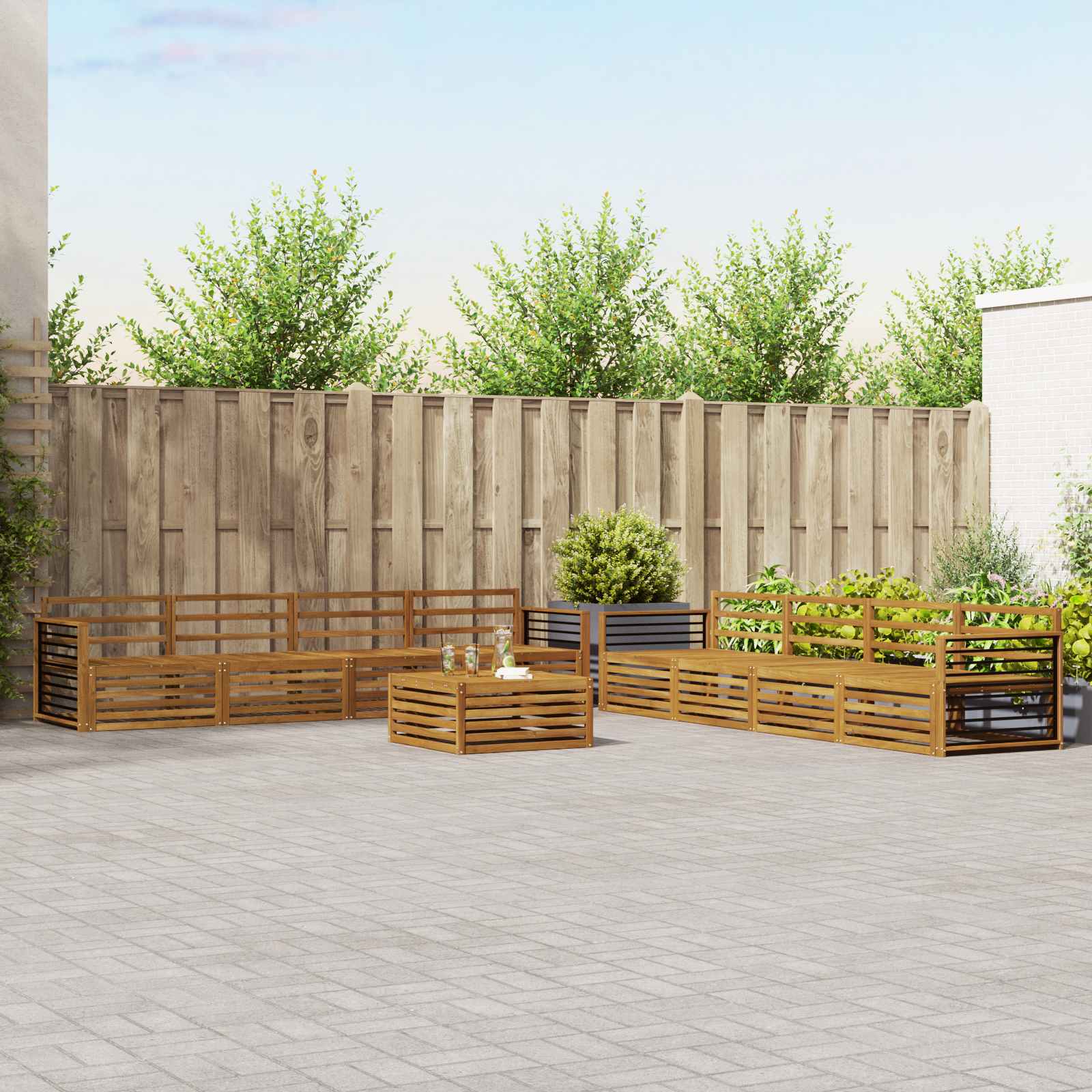 Outdoor-Sofagarnitur 9 pcs Natur Massivholz Akazie