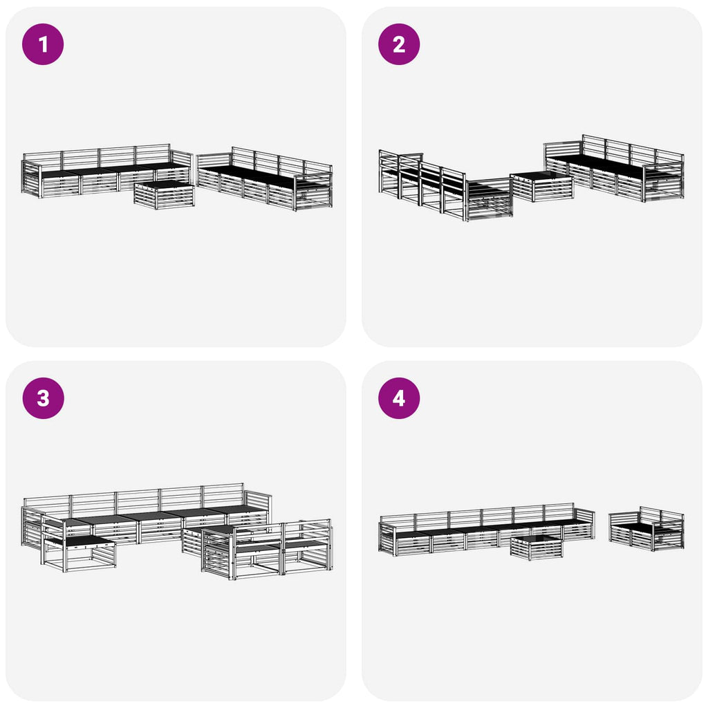 Outdoor-Sofagarnitur 9 pcs Natur Massivholz Akazie
