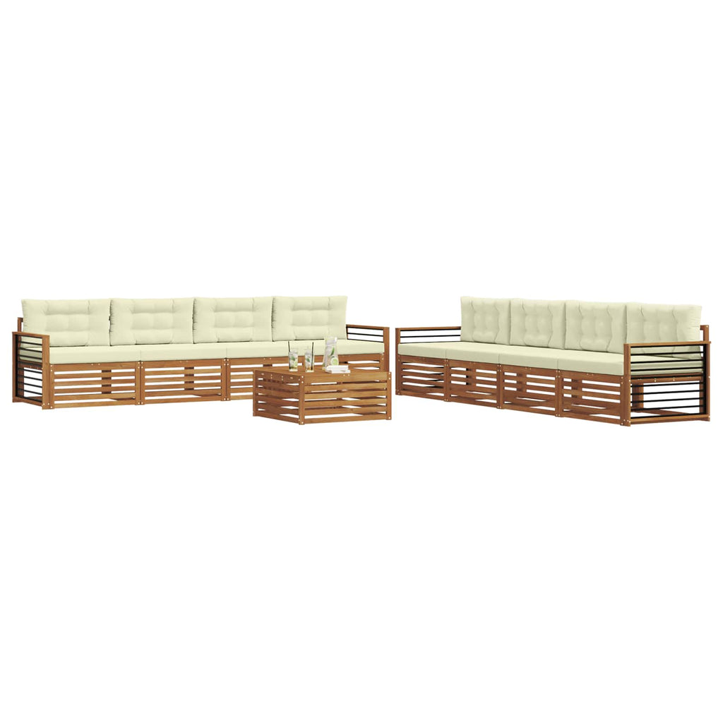 Outdoor-Sofagarnitur mit Kissen 9 pcs Natur und Creme