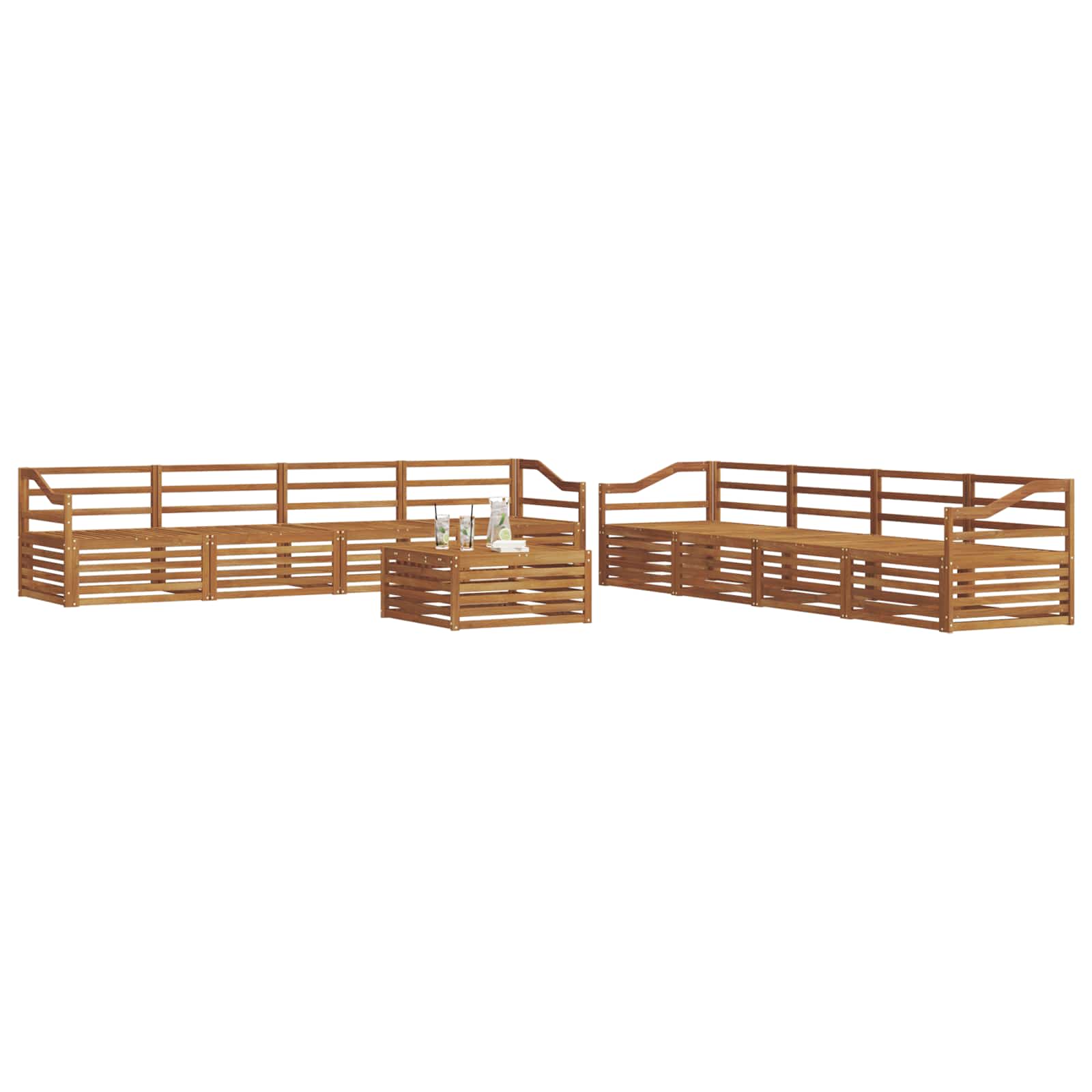 Outdoor-Sofagarnitur 9 pcs Natur Massivholz Akazie