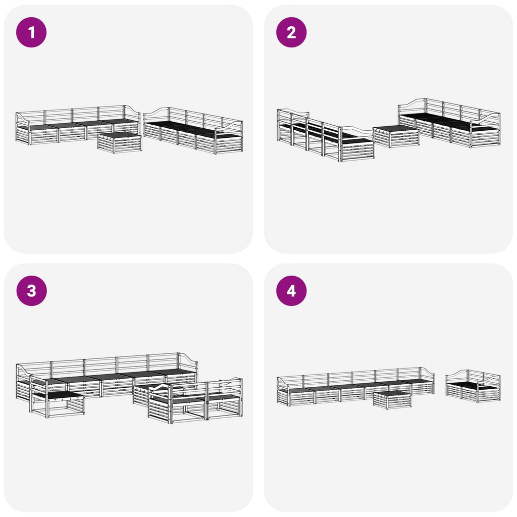 Outdoor-Sofagarnitur 9 pcs Natur Massivholz Akazie