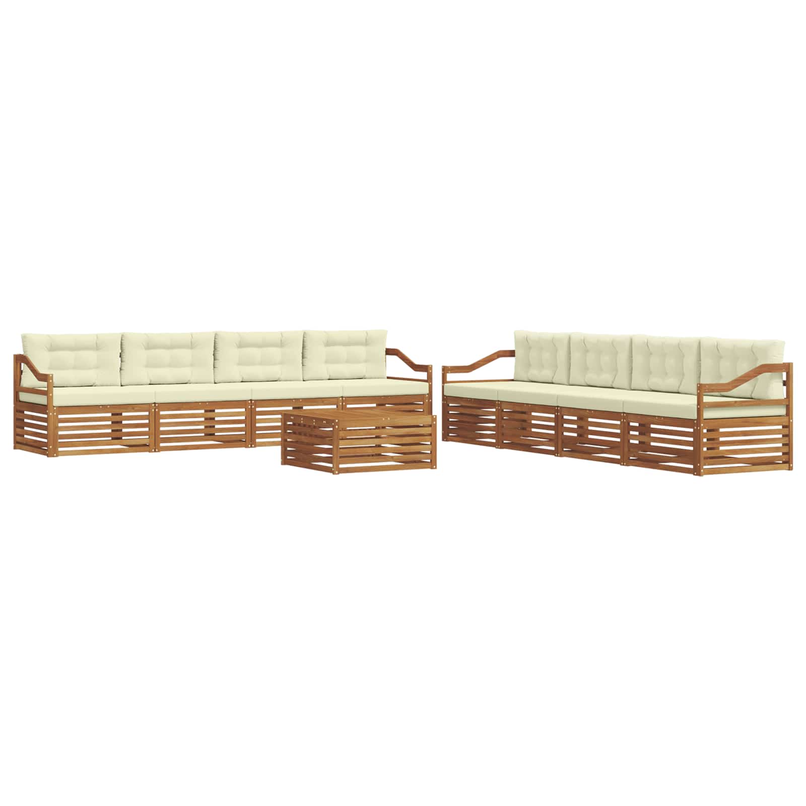 Outdoor-Sofagarnitur mit Kissen 9 pcs Natur und Creme