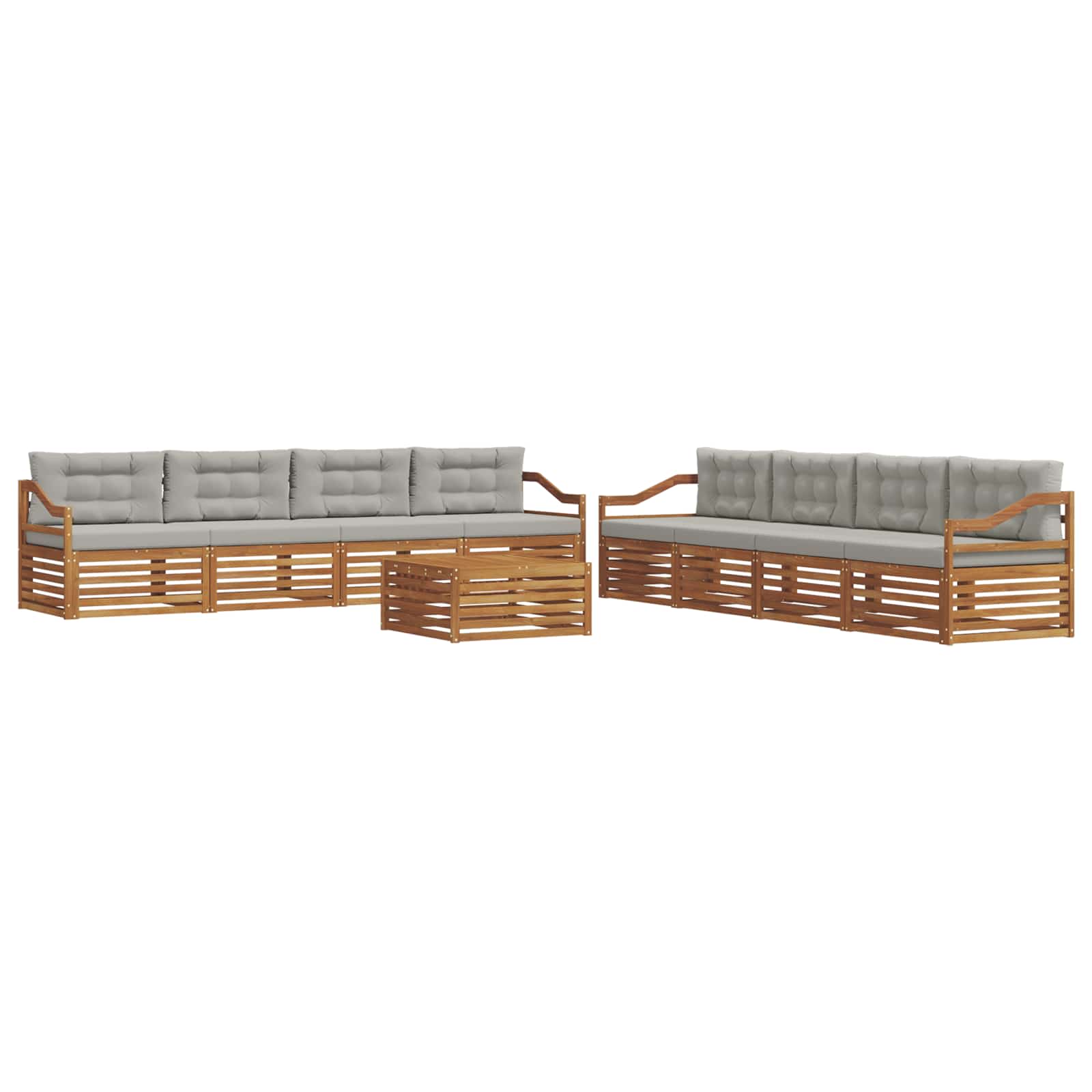 Outdoor-Sofagarnitur mit Kissen 9 pcs Natürlich und Hellgrau