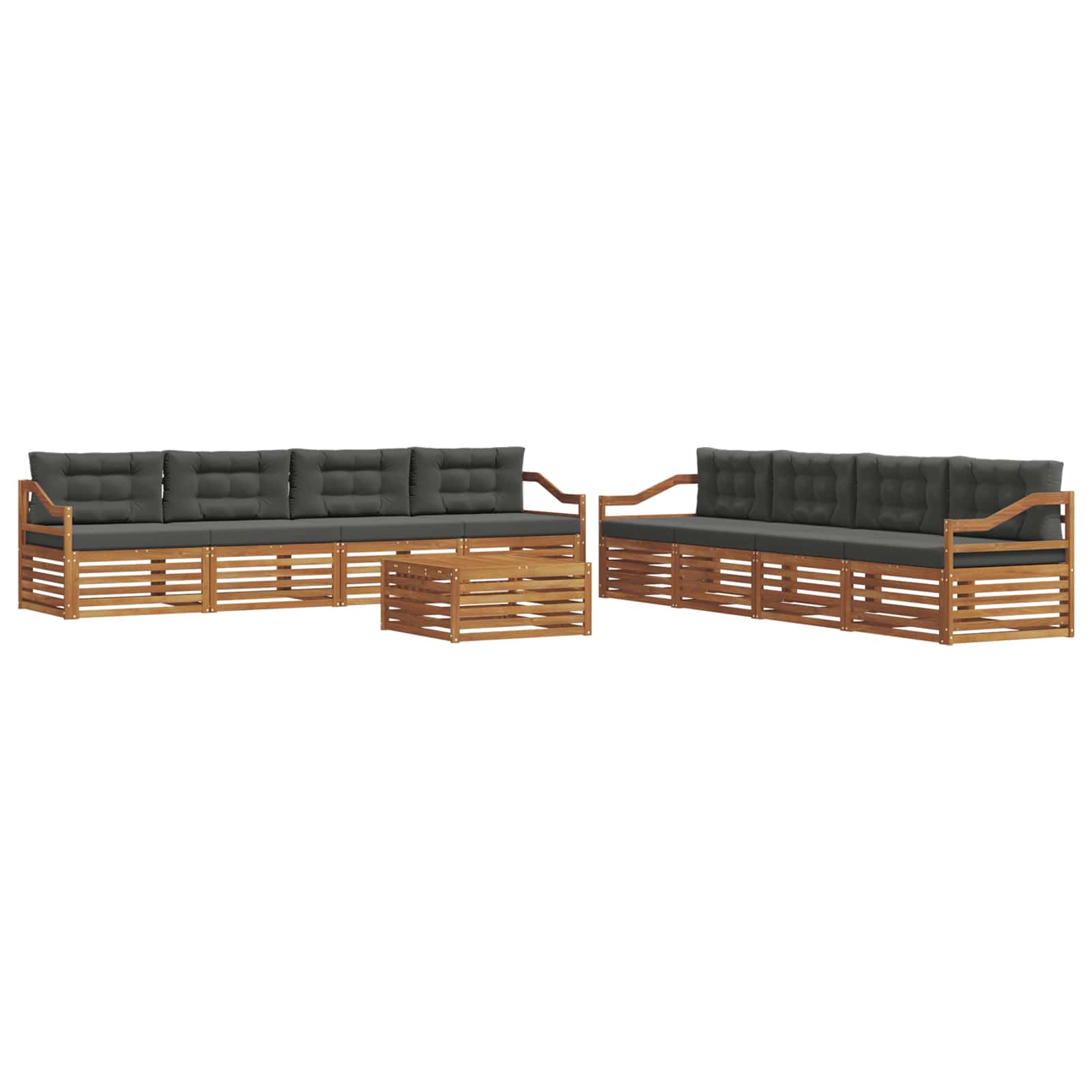 Outdoor-Sofagarnitur mit Kissen 9 pcs Natur und Anthrazit