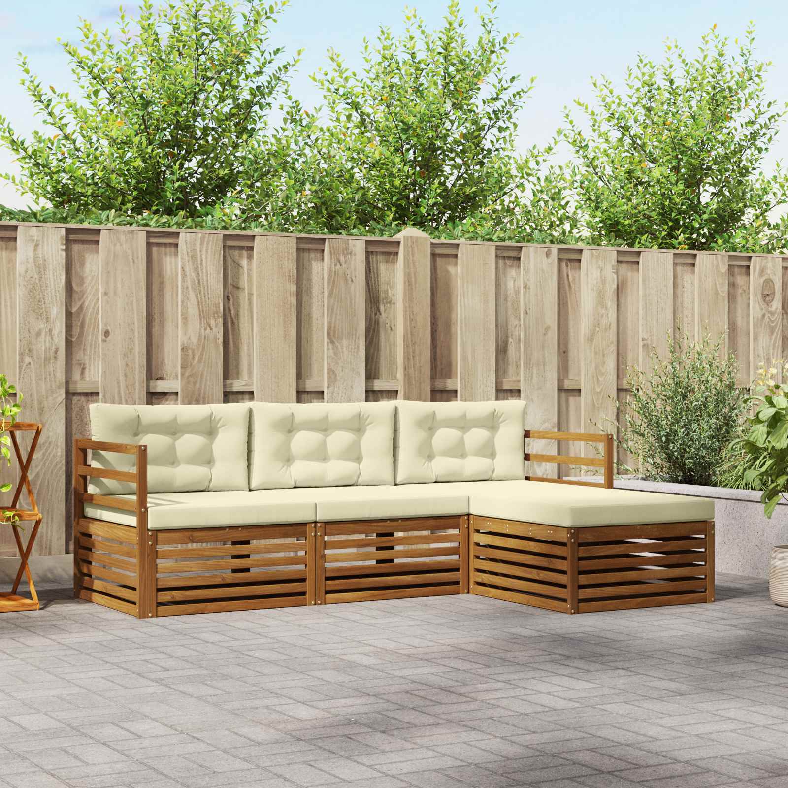 Outdoor-Sofagarnitur Natur und Creme 245,5 x 162,5 x 73 cm