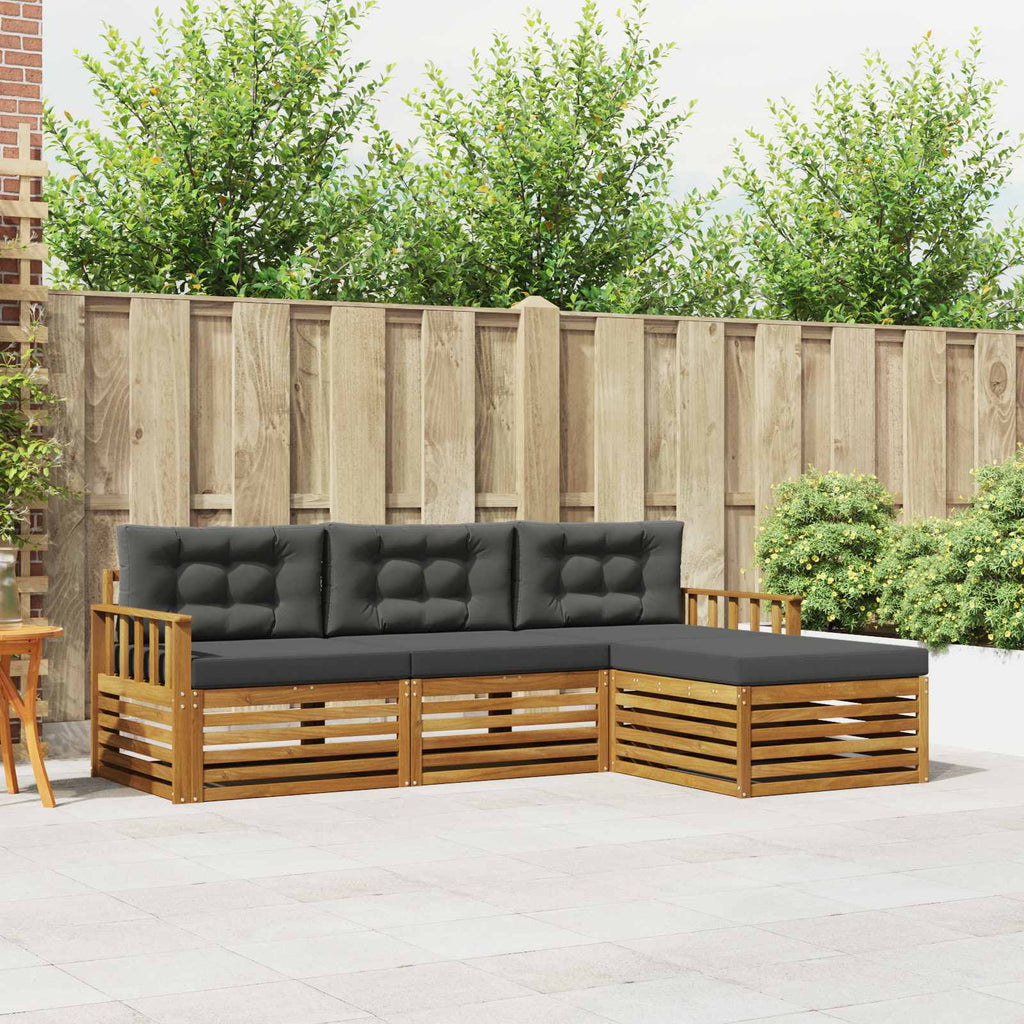 Outdoor-Sofagarnitur Natur und Anthrazit 249,5 x 162,5 x 73 cm