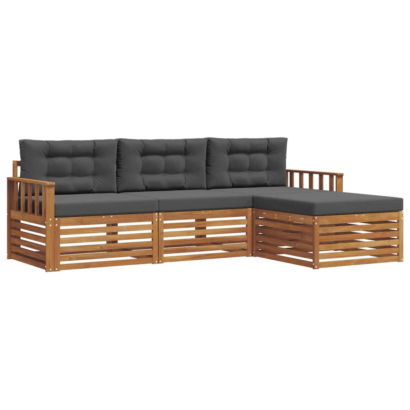 Outdoor-Sofagarnitur Natur und Anthrazit 249,5 x 162,5 x 73 cm