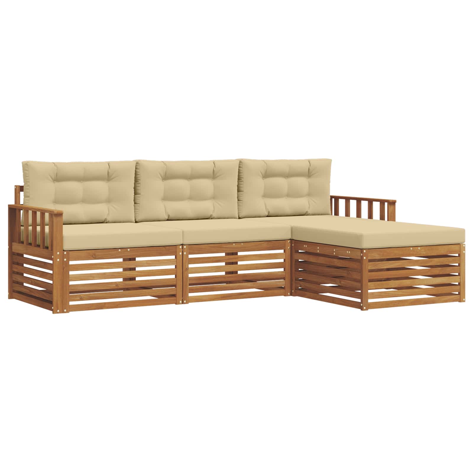 Outdoor-Sofagarnitur Natur und Beige 249,5 x 162,5 x 73 cm