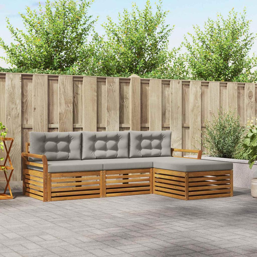 Outdoor-Sofagarnitur Natürlich und Hellgrau 254 x 162,5 x 73 cm