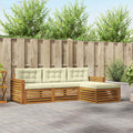 Outdoor-Sofagarnitur Natur und Creme 257,5 x 162,5 x 73 cm