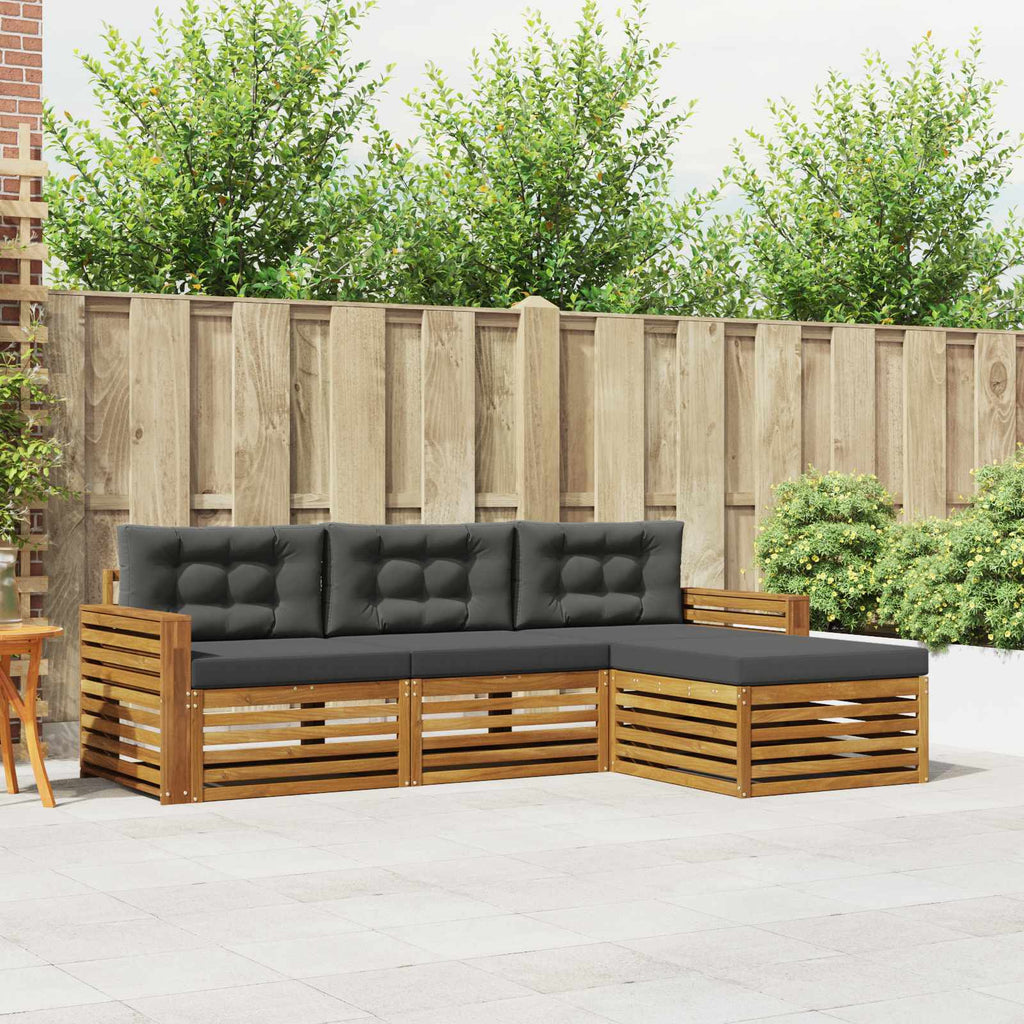 Outdoor-Sofagarnitur Natur und Anthrazit 257,5 x 162,5 x 73 cm