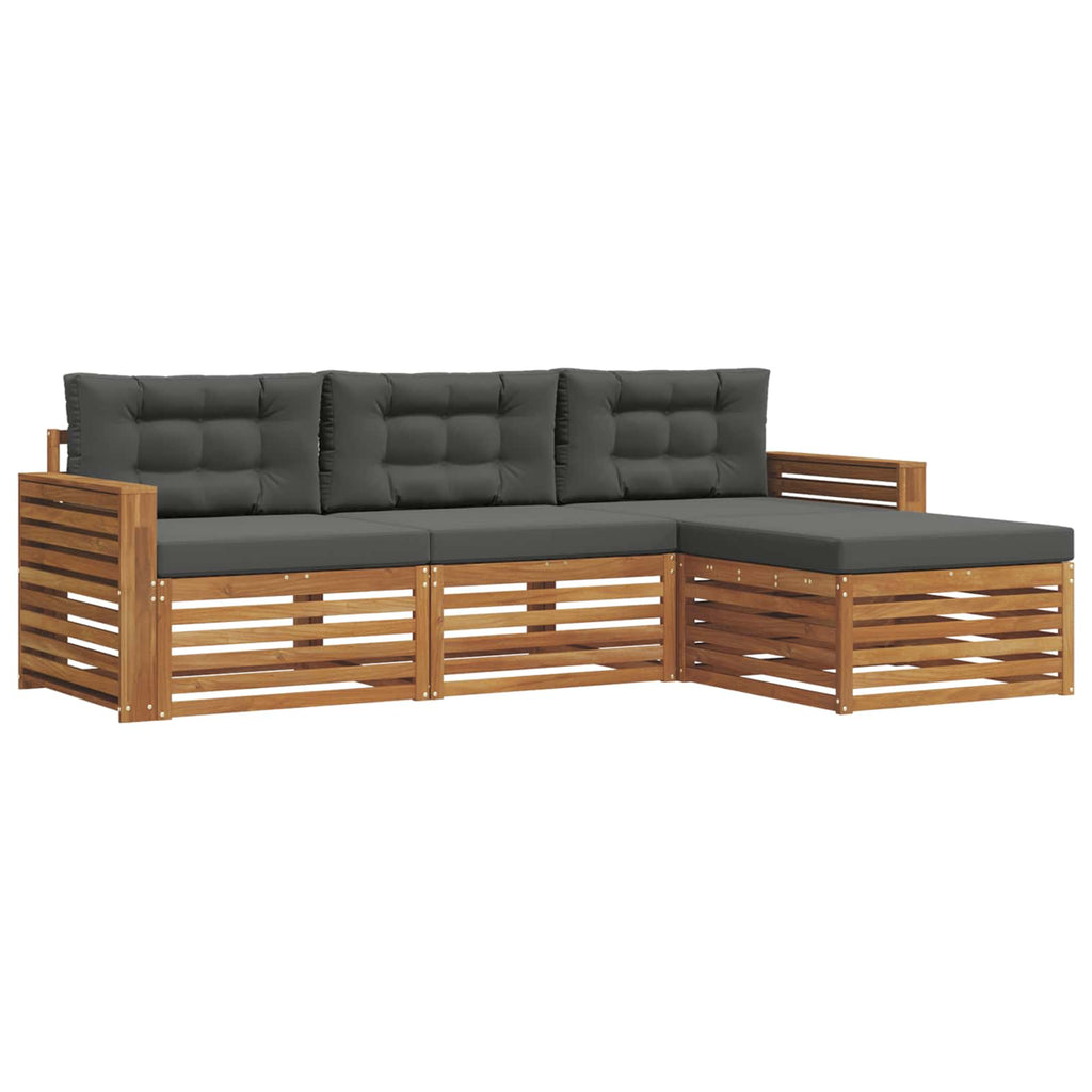 Outdoor-Sofagarnitur Natur und Anthrazit 257,5 x 162,5 x 73 cm