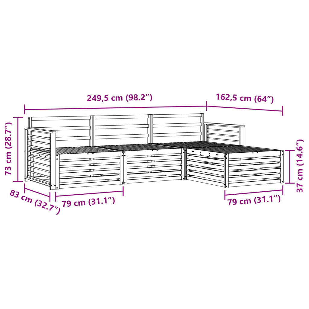 Outdoor-Sofagarnitur Natur 249,5 x 162,5 x 73 cm