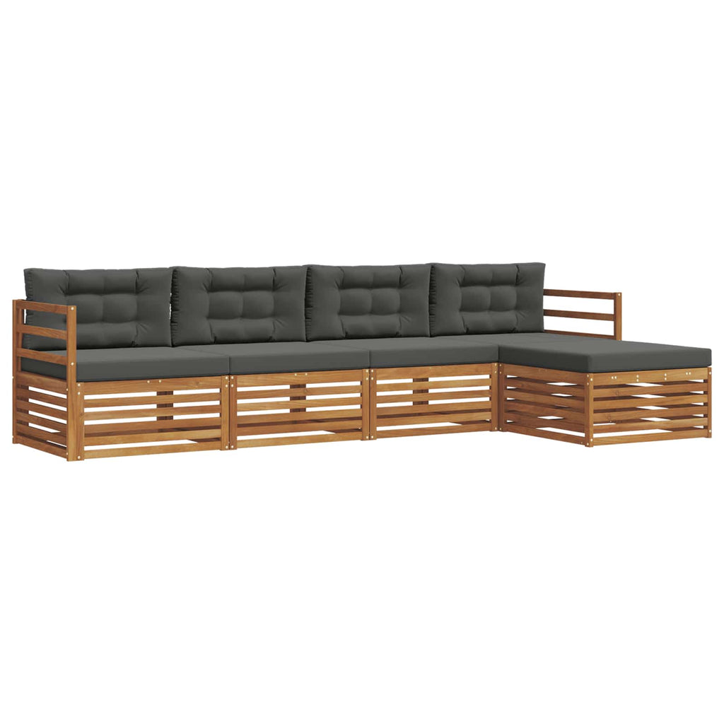 Outdoor-Sofagarnitur mit Kissen 5 pcs Natur und Anthrazit