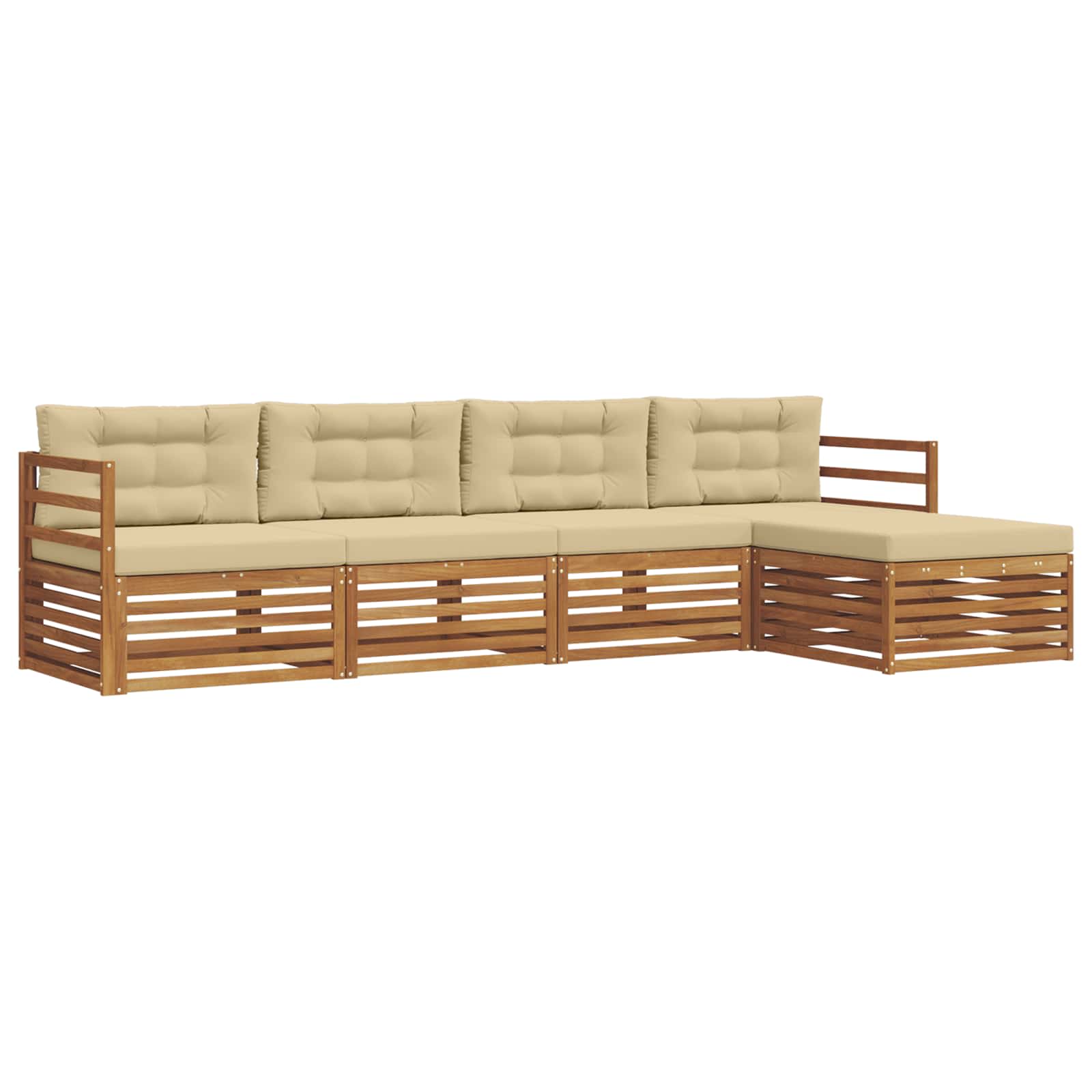 Outdoor-Sofagarnitur mit Kissen 5 pcs Natur und Beige