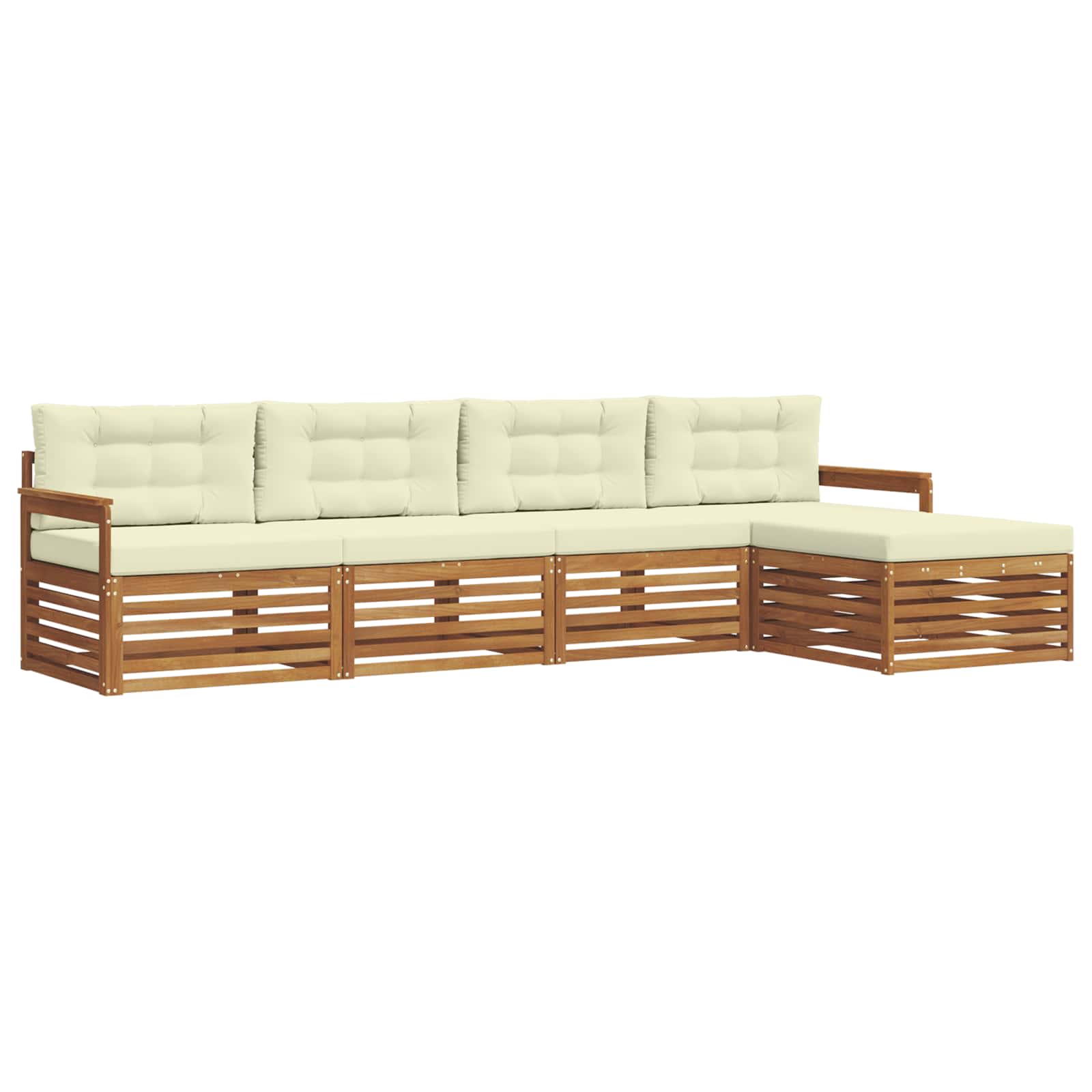 Outdoor-Sofagarnitur mit Kissen 5 pcs Natur und Creme