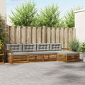 Outdoor-Sofagarnitur mit Kissen 5 pcs Natürlich und Hellgrau