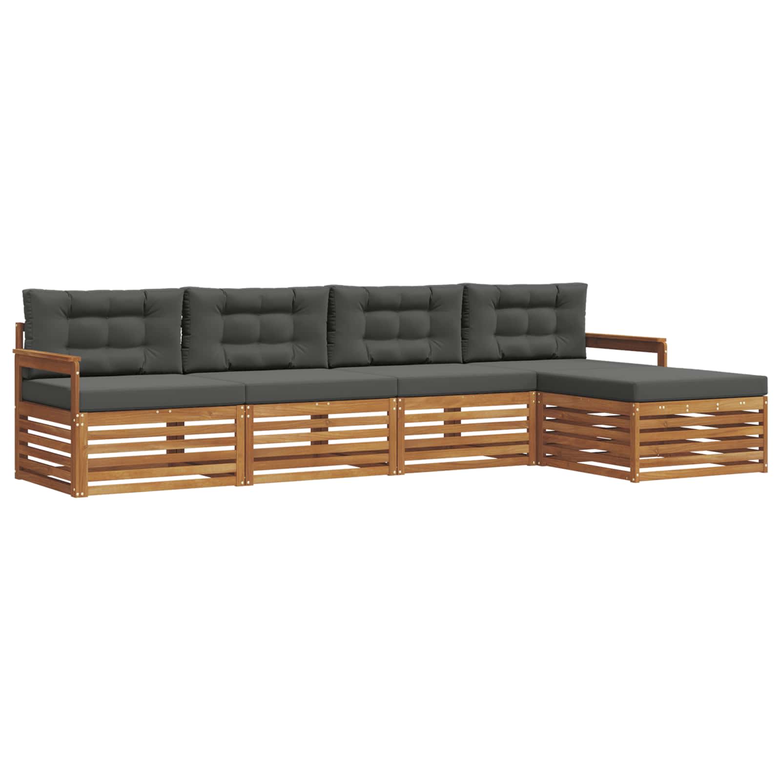 Outdoor-Sofagarnitur mit Kissen 5 pcs Natur und Anthrazit