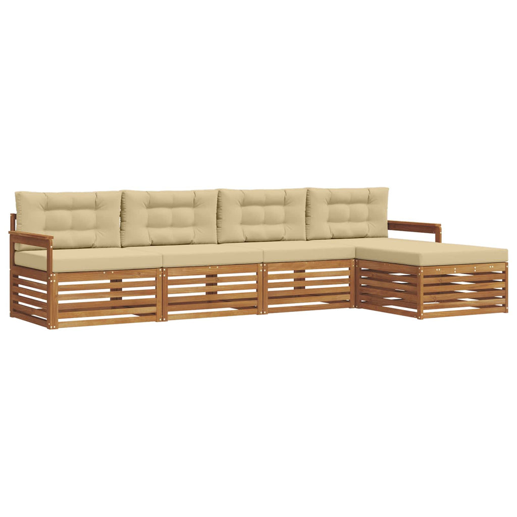 Outdoor-Sofagarnitur mit Kissen 5 pcs Natur und Beige