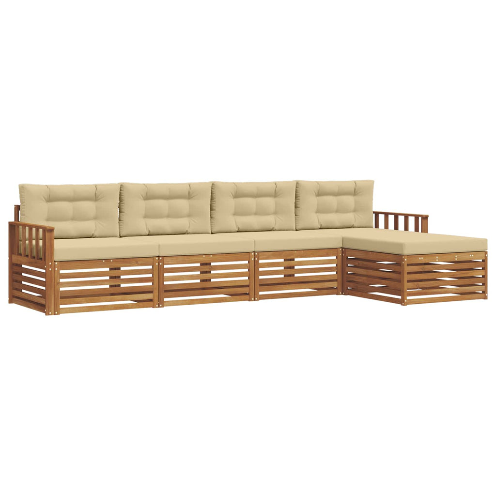 Outdoor-Sofagarnitur mit Kissen 5 pcs Natur und Beige