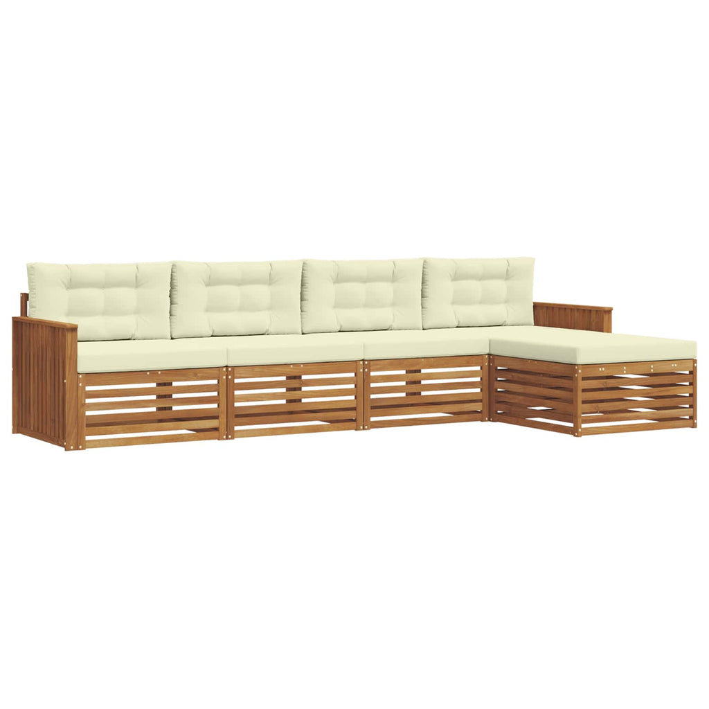 Outdoor-Sofagarnitur mit Kissen 5 pcs Natur und Creme