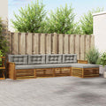 Outdoor-Sofagarnitur mit Kissen 5 pcs Natürlich und Hellgrau