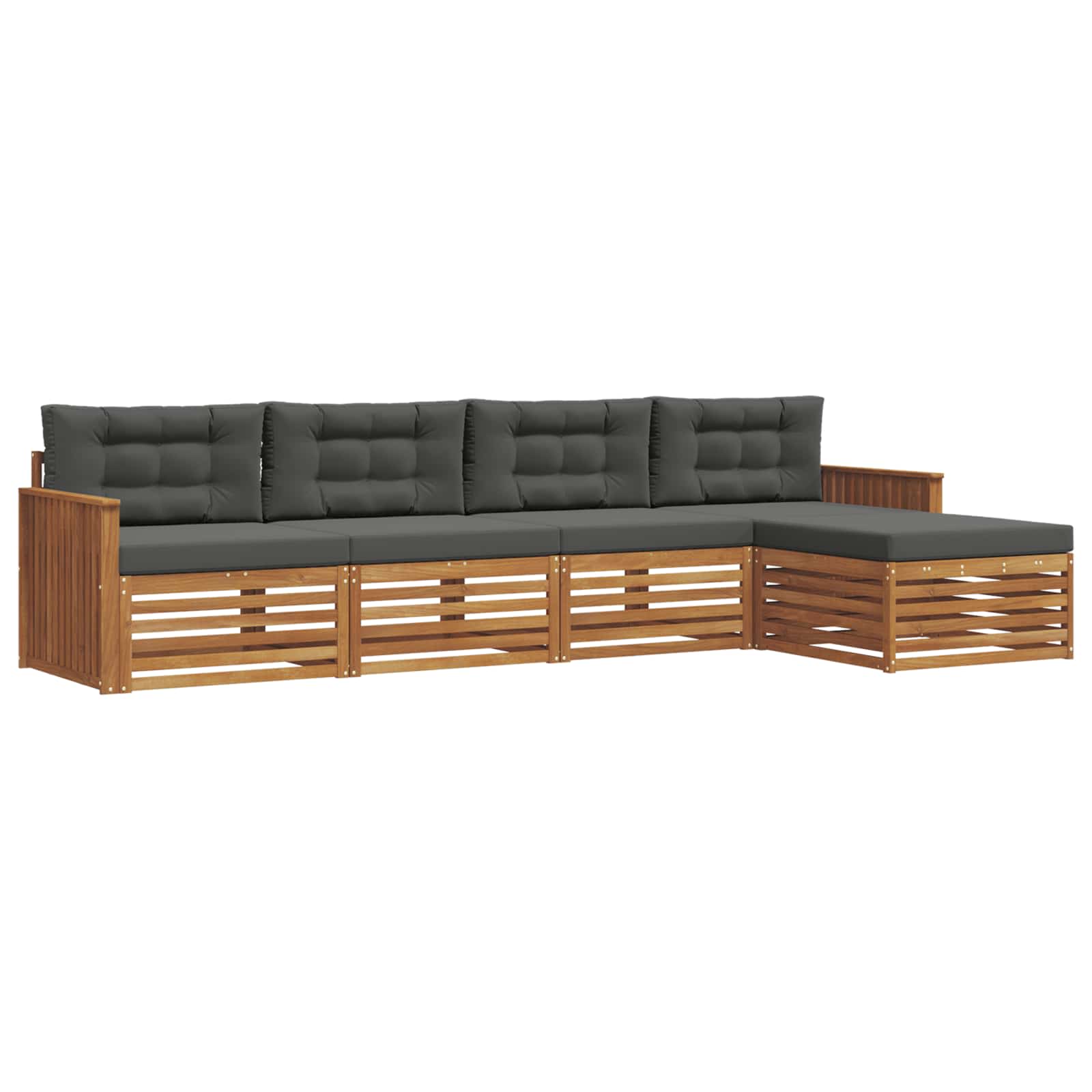 Outdoor-Sofagarnitur mit Kissen 5 pcs Natur und Anthrazit