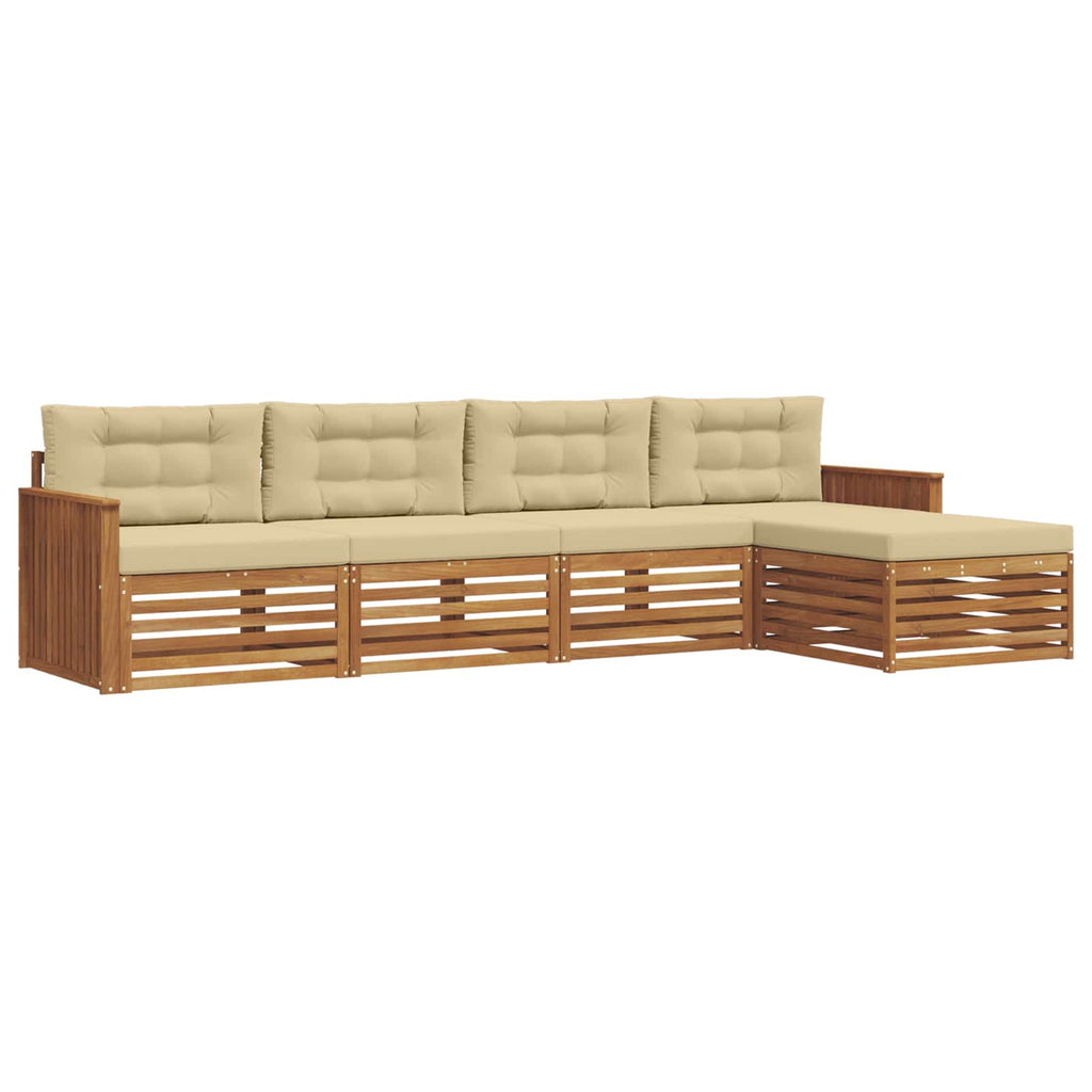 Outdoor-Sofagarnitur mit Kissen 5 pcs Natur und Beige