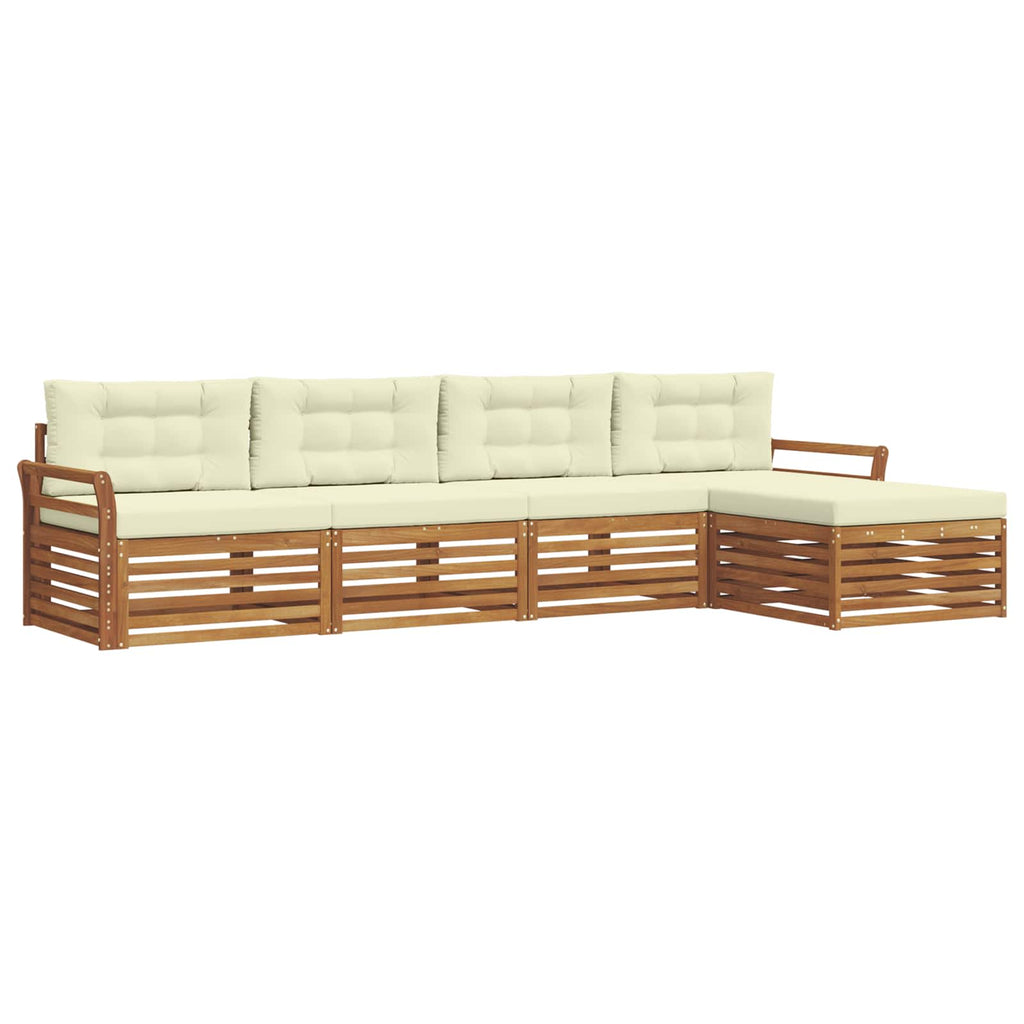 Outdoor-Sofagarnitur mit Kissen 5 pcs Natur und Creme