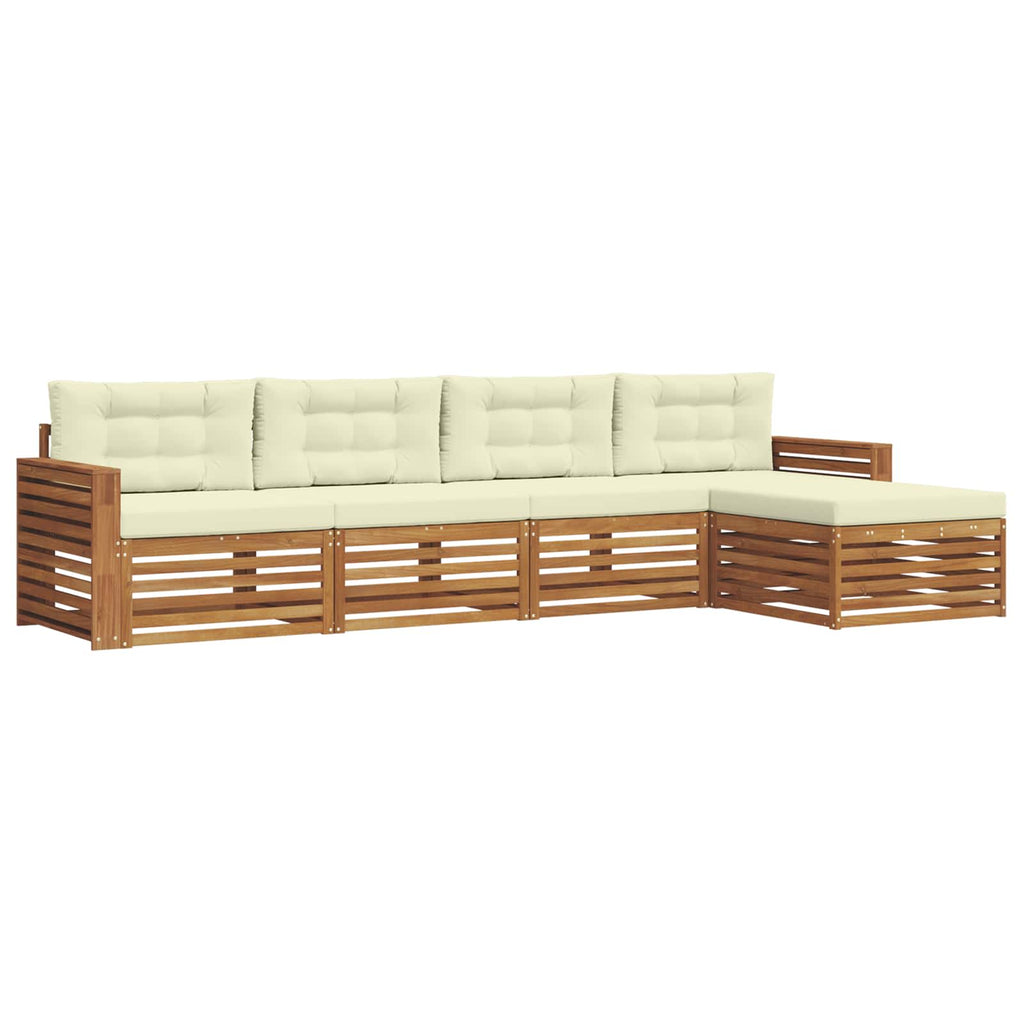Outdoor-Sofagarnitur mit Kissen 5 pcs Natur und Creme
