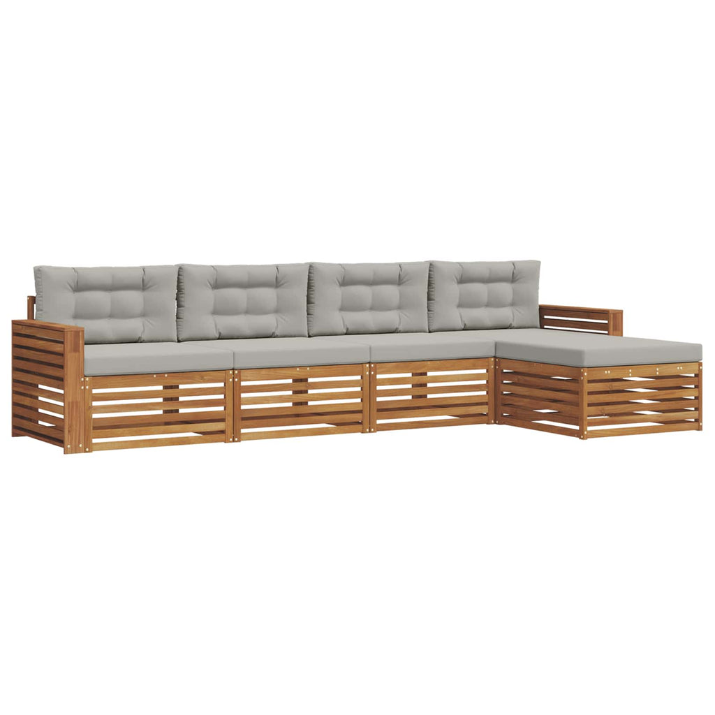 Outdoor-Sofagarnitur mit Kissen 5 pcs Natürlich und Hellgrau