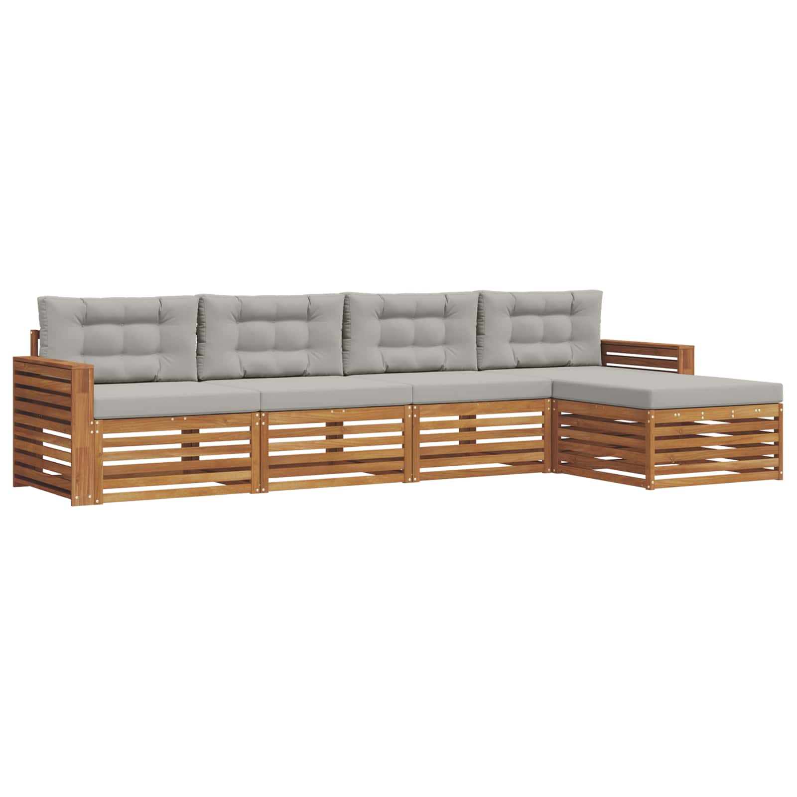 Outdoor-Sofagarnitur mit Kissen 5 pcs Natürlich und Hellgrau