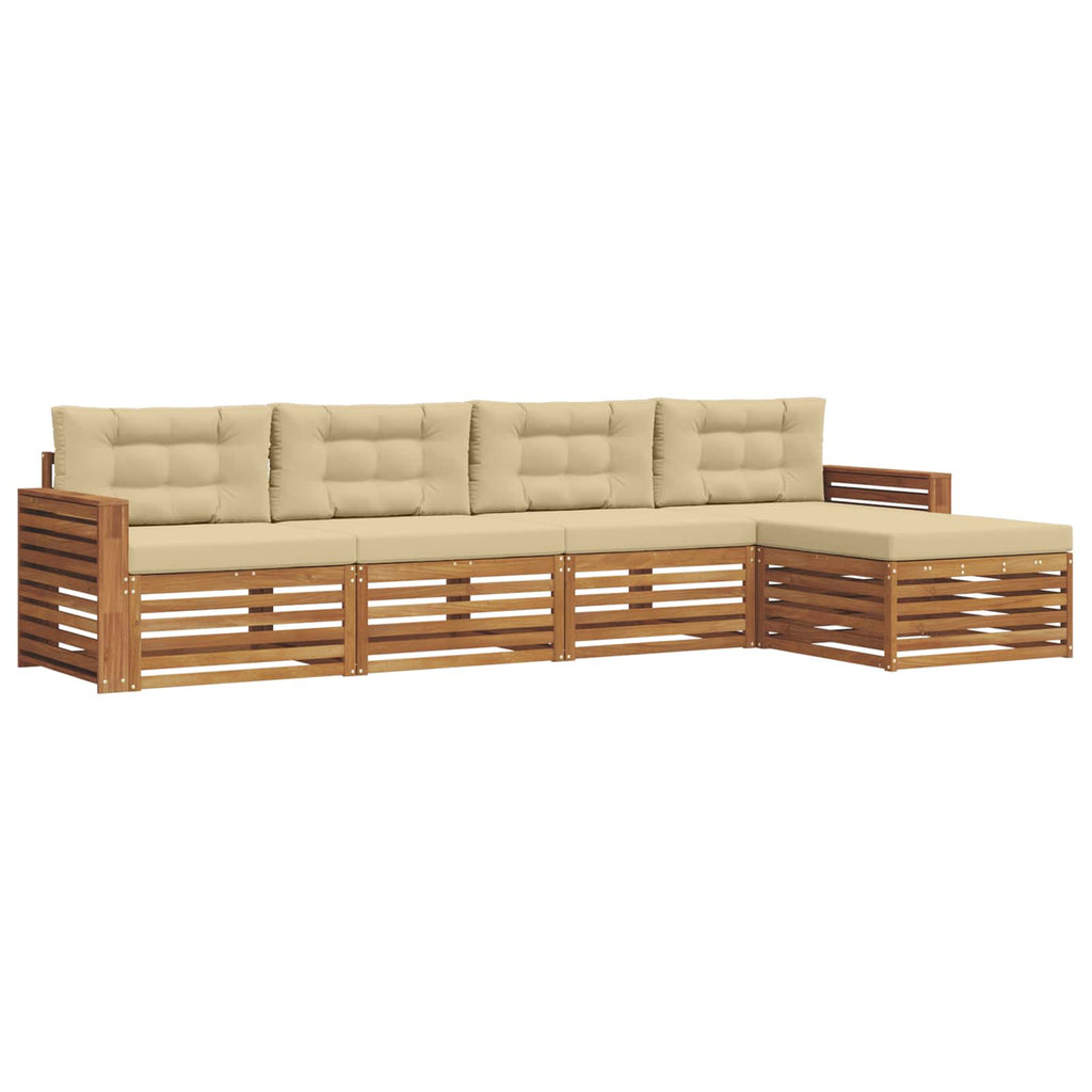 Outdoor-Sofagarnitur mit Kissen 5 pcs Natur und Beige