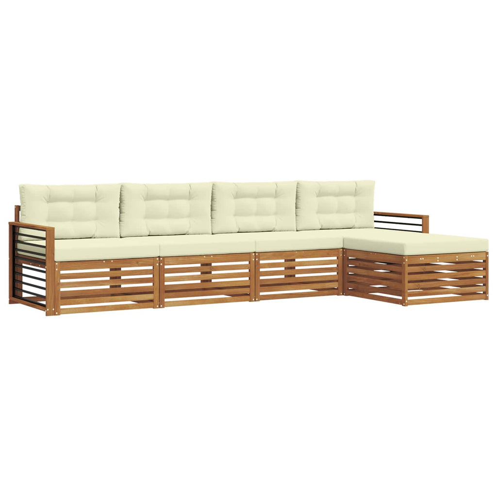 Outdoor-Sofagarnitur mit Kissen 5 pcs Natur und Creme