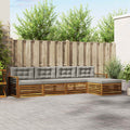 Outdoor-Sofagarnitur mit Kissen 5 pcs Natürlich und Hellgrau