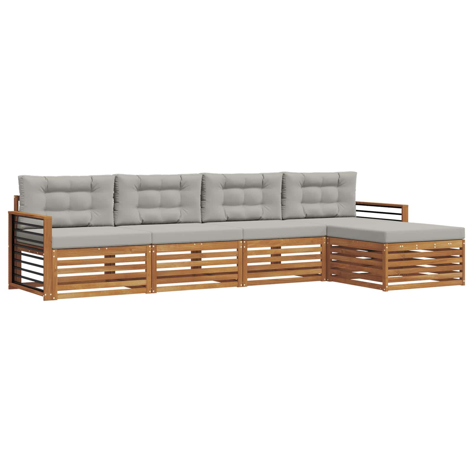 Outdoor-Sofagarnitur mit Kissen 5 pcs Natürlich und Hellgrau