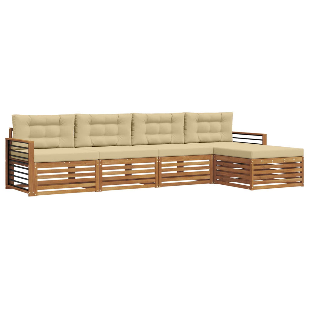 Outdoor-Sofagarnitur mit Kissen 5 pcs Natur und Beige