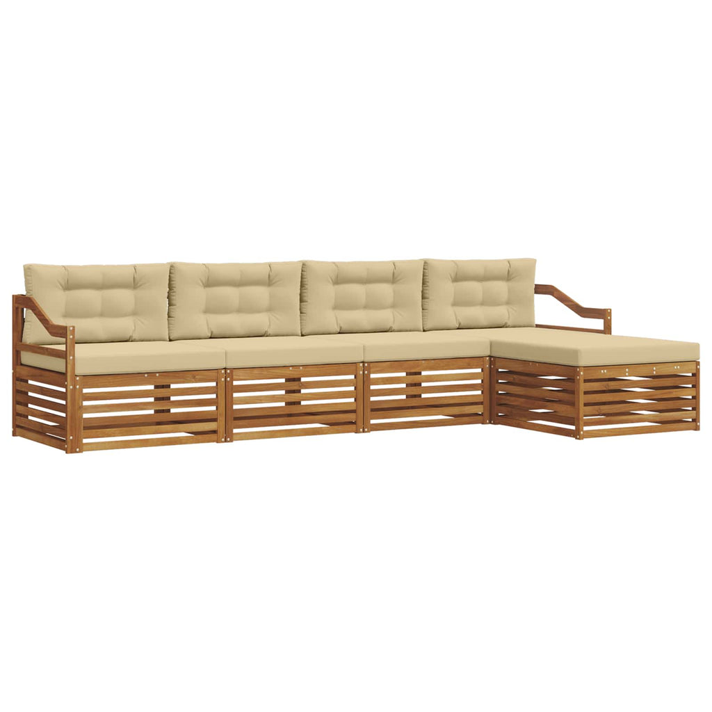 Outdoor-Sofagarnitur mit Kissen 5 pcs Natur und Beige