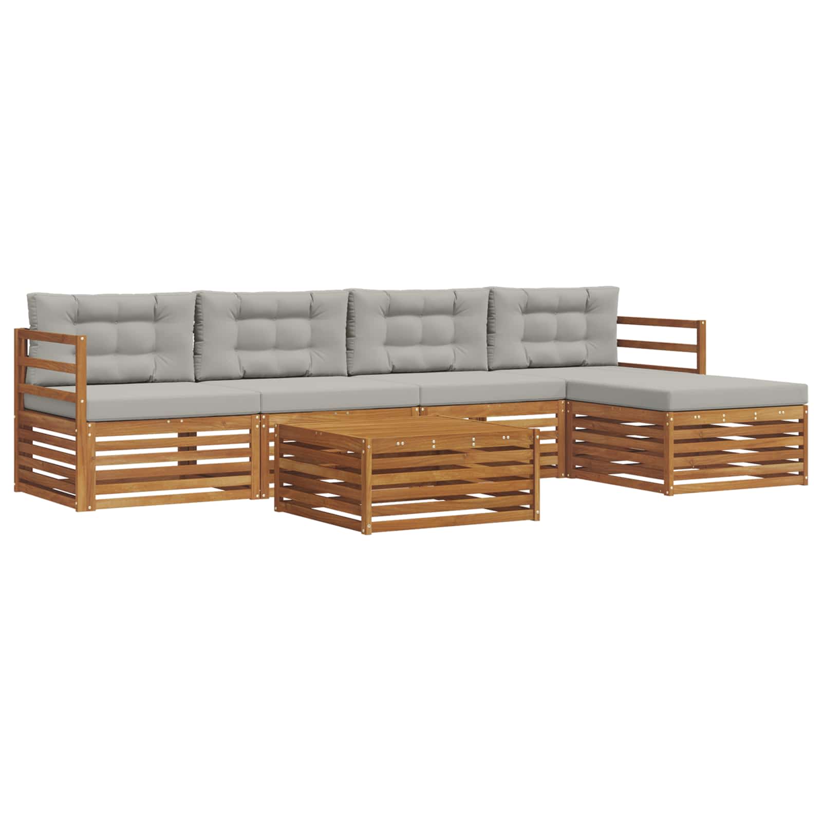 Outdoor-Sofagarnitur mit Kissen 6 pcs Natürlich und Hellgrau
