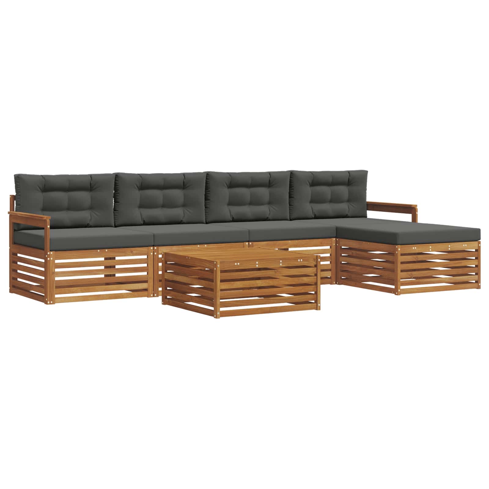 Outdoor-Sofagarnitur mit Kissen 6 pcs Natur und Anthrazit
